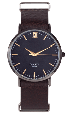 Wrist watch front position isolated on white background.