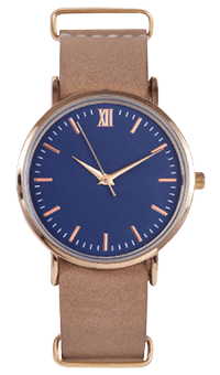 Wrist watch front position isolated on white background.