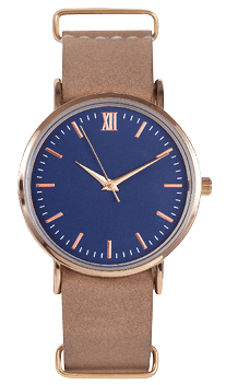 Wrist watch front position isolated on white background.