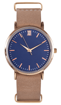 Wrist watch front position isolated on white background.