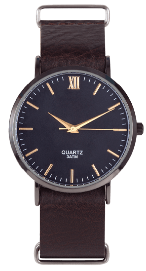 Wrist watch front position isolated on white background.