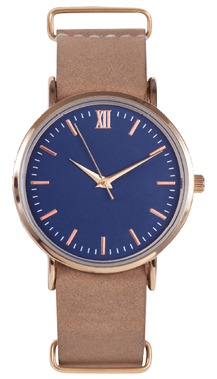 Wrist watch front position isolated on white background.