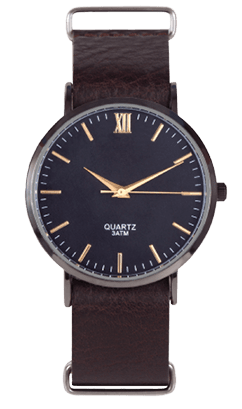 Wrist watch front position isolated on white background.