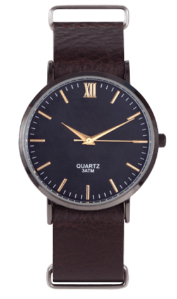 Wrist watch front position isolated on white background.