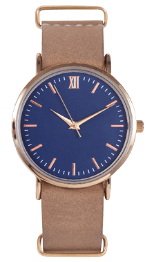 Wrist watch front position isolated on white background.