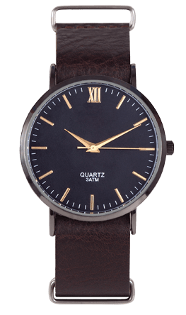 Wrist watch front position isolated on white background.