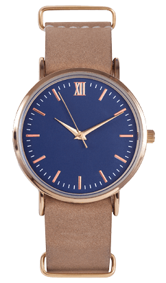 Wrist watch front position isolated on white background.