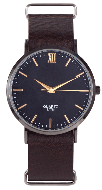 Wrist watch front position isolated on white background.