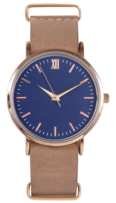 Wrist watch front position isolated on white background.