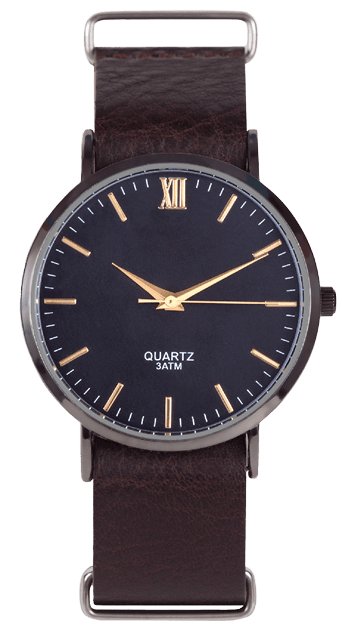 Wrist watch front position isolated on white background.