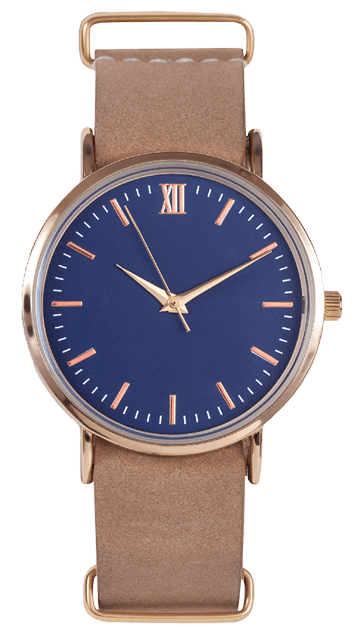 Wrist watch front position isolated on white background.