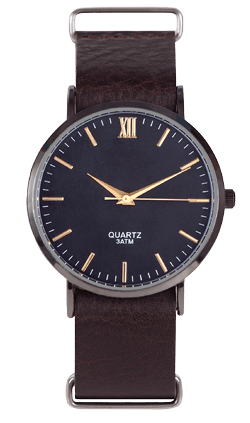 Wrist watch front position isolated on white background.