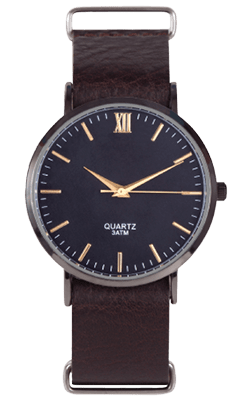 Wrist watch front position isolated on white background.