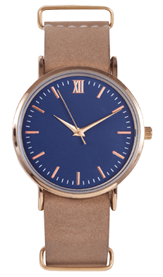 Wrist watch front position isolated on white background.