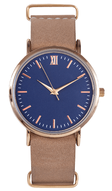 Wrist watch front position isolated on white background.